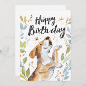 ウォーターカラービーグルドッグ誕生日 シーズンカード (正面/裏面)