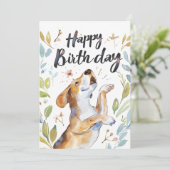 ウォーターカラービーグルドッグ誕生日 シーズンカード (スタンド正面)