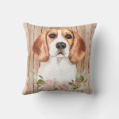 ウォーターカラービーグル&フラワーズ装飾用クッション クッション (裏面)