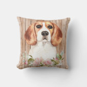 ウォーターカラービーグル&フラワーズ装飾用クッション クッション (正面)