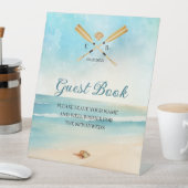 ウォーターカラービーチオアーズ結婚ズゲストブック 台座サイン (インサイチュ)