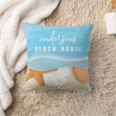 ウォーターカラービーチハウスカスタム海 クッション (ブランケット)