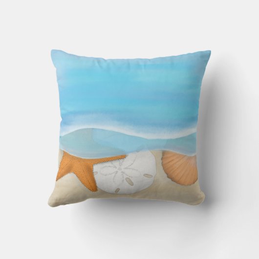 ウォーターカラービーチハウスカスタム海 クッション (裏面)
