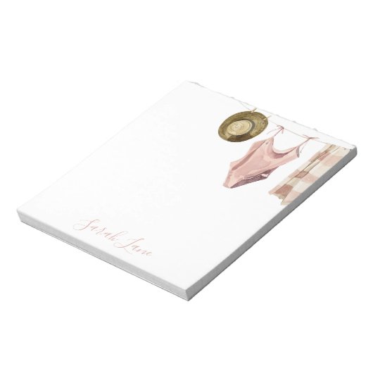 ウォーターカラービーチハウスクローセスラインパーソナライズされた ノートパッド (回転)