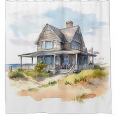 ウォーターカラービーチハウス シャワーカーテン (正面)