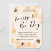 ウォーターカラービー誕生日 招待状 (正面)