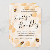 ウォーターカラービー誕生日 招待状 (正面/裏面)