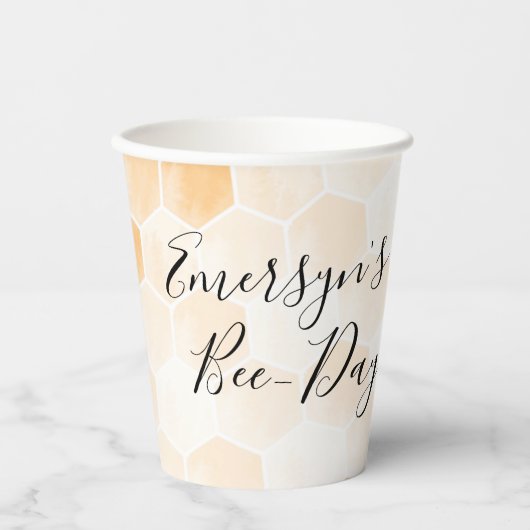 ウォーターカラービー誕生日 紙コップ (正面)