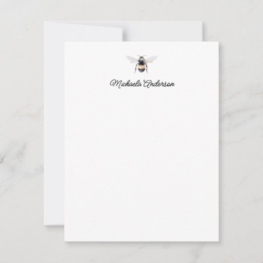 ウォーターカラービー&ハニカパーソナライズされたム ノートカード (正面)