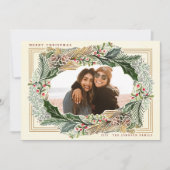 ウォーターカラーピネコンアイボリーホリデーフォト シーズンカード (正面)