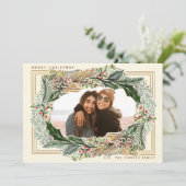 ウォーターカラーピネコンアイボリーホリデーフォト シーズンカード (スタンド正面)