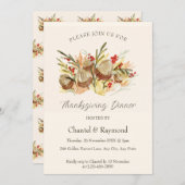 ウォーターカラーピネコーンサンクスギビングディナー招待状 招待状 (正面/裏面)