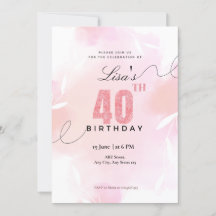 ウォーターカラーピンクのラメ 40歳の誕生日