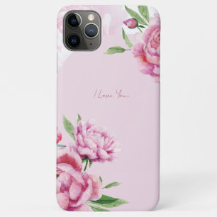 ウォーターカラーピンクの芍薬フラワー iPhone 11 PRO MAXケース