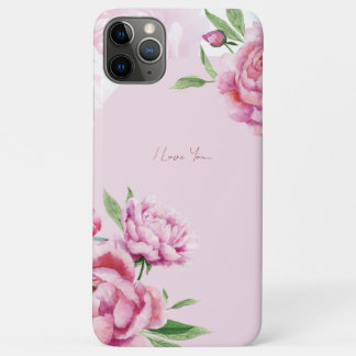ウォーターカラーピンクの芍薬フラワー iPhone 11 PRO MAXケース