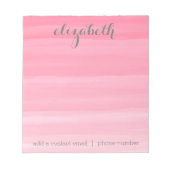 ウォーターカラーピンクオフィスグラデーションフェミニンスイート ノートパッド (正面)