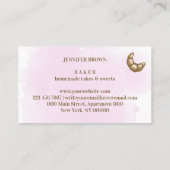 ウォーターカラーピンククロワッサンホームメイドベーカリーショップ 名刺 (裏面)