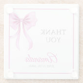 ウォーターカラーピンクコケットボウスウィート16誕生日 ガラスコースター (裏面)