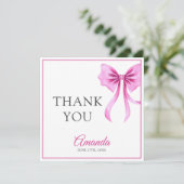 ウォーターカラーピンクコケットボウスウィート16誕生日 サンキューカード (スタンド正面)