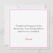 ウォーターカラーピンクコケットボウスウィート16誕生日 サンキューカード (裏面)