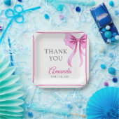 ウォーターカラーピンクコケットボウスウィート16誕生日 ペーパープレート (パーティー)