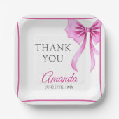 ウォーターカラーピンクコケットボウスウィート16誕生日 ペーパープレート (正面)