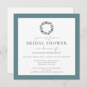 ウォーターカラーピンクセージグリーンリースブライダルシャワー 招待状 (正面/裏面)