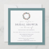 ウォーターカラーピンクセージグリーンリースブライダルシャワー 招待状 (正面)