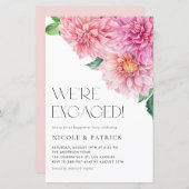 ウォーターカラーピンクダリア婚約パーティ招待状 (正面/裏面)