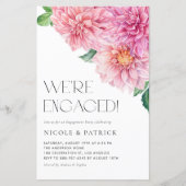 ウォーターカラーピンクダリア婚約パーティ招待状 (正面)