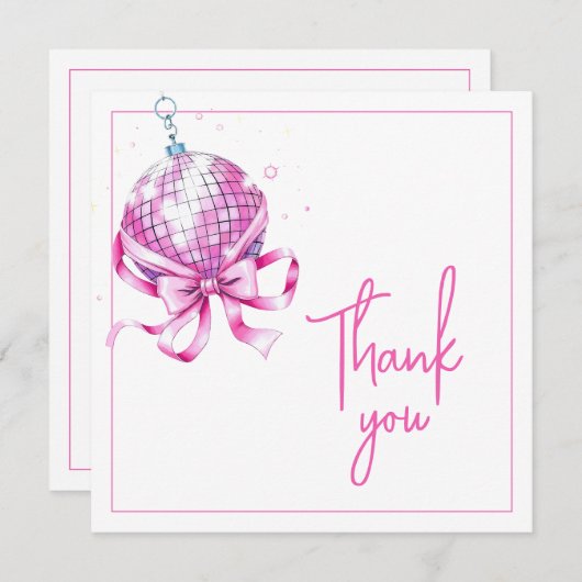 ウォーターカラーピンクディスココケットスイーツ16誕生日 サンキューカード (正面/裏面)