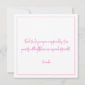 ウォーターカラーピンクディスココケットスイーツ16誕生日 サンキューカード (裏面)