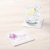ウォーターカラーピンクディスココケットスイーツ16誕生日 スクエアペーパーコースター (インサイチュ)