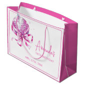 ウォーターカラーピンクディスココケットスイーツ16誕生日 ラージペーパーバッグ (裏面アングル)