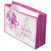 ウォーターカラーピンクディスココケットスイーツ16誕生日 ラージペーパーバッグ (正面アングル)