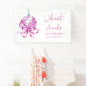 ウォーターカラーピンクディスココケットスイーツ16誕生日 横断幕 (インサイチュ)