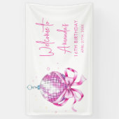 ウォーターカラーピンクディスココケットスイーツ16誕生日 横断幕 (縦)