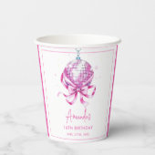ウォーターカラーピンクディスココケットスイーツ16誕生日 紙コップ (裏面)