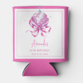 ウォーターカラーピンクディスココケットスイーツ16誕生日 缶クーラー (正面)