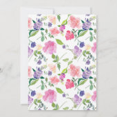 ウォーターカラーピンクパープルフローラブライダルシャワー 招待状 (裏面)