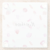 ウォーターカラーピンクピーチバラ花びら ガラスコースター (裏面)