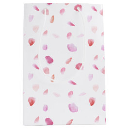 ウォーターカラーピンクピーチバラ花びら ミディアムペーパーバッグ