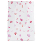 ウォーターカラーピンクピーチバラ花びら ミディアムペーパーバッグ (裏面)