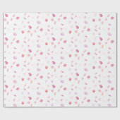 ウォーターカラーピンクピーチバラ花びら ラッピングペーパー (フラット)