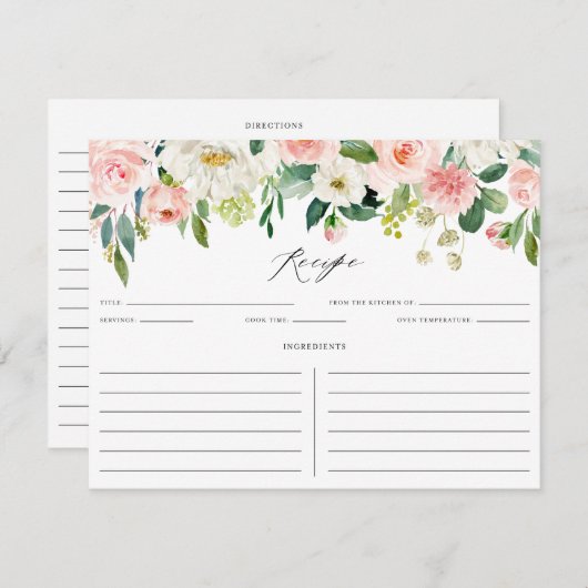 ウォーターカラーピンクピーチフローラガーランドレシピ エンクロージャーカード (正面/裏面)
