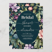 ウォーターカラーピンクピーニーアールヌーボーブライダル 招待状 (正面/裏面)