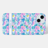 ウォーターカラーピンクフラミンゴのモノグラム Case-Mate iPhoneケース (裏面 (横))