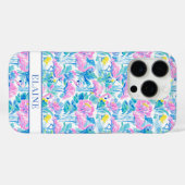 ウォーターカラーピンクフラミンゴモノグラム Case-Mate iPhoneケース (裏面 (横))