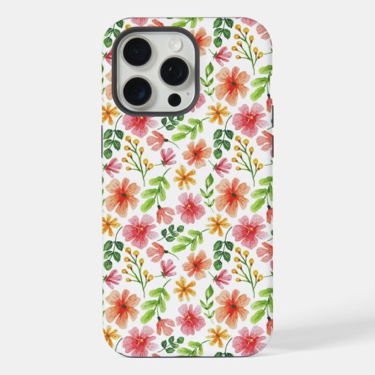 ウォーターカラーピンクフラワーパターン-69677 iPhoneケース (裏面)