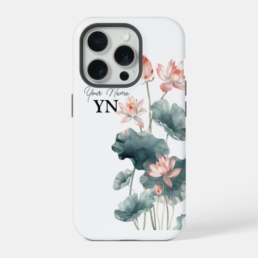 ウォーターカラーピンクフラワーiPhoneケース iPhoneケース (裏面)